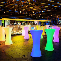 Kursi meja LED bentuk bulat Modern, furnitur Cocktail ringan untuk restoran luar ruangan pesta pernikahan Kelab Malam