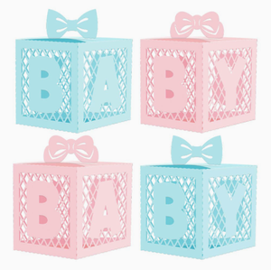 Boîtes cadeaux DAMAI pour décorations de fête prénatale, fournitures pour révélation du sexe, emballage bleu en forme de cube papillon creux pour bonbons en papier - Product Image 4