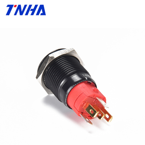 TH16A-P11 Ac 220V IP65 16Mm Zwart Waterdichte Metalen Drukknop Momentary/Vergrendeling Op Uit Schakelaar Met Led indicator - Product Image 3
