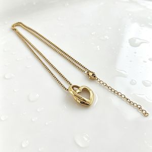 yunnique Heart Pendant <b>Necklace</b> Stainless Steel Gold Silver Double <b>Ring</b> Heart Shape For Couple Gift Jewelry - Product Image 4