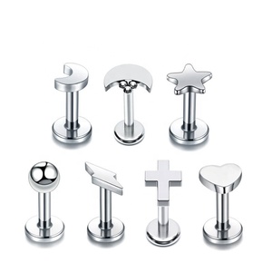 <span class=keywords><strong>Piercing</strong></span> Labret de Titanio G23 16G con Forma de Luna, Estrella, Cruz, Rayo y Corazón, Joyería Corporal - Product Image 1