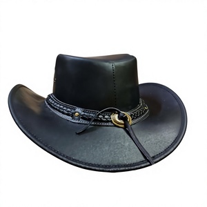 GENERSA SPORTS Chapeau de cowboy unisexe en coton à large bord, décontracté, pour l'extérieur, toutes saisons, taille adulte 50-52cm, motif noir et blanc, plume - Product Image 5