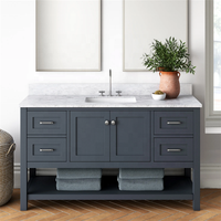 Set Kabinet Kamar Mandi Modern yang Dapat Disesuaikan dengan Meja Batu Alam dan Rak Penyimpanan