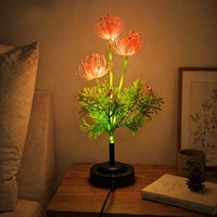 Lampe de table LED Fleur de lys araignée rouge, Lampe décorative moderne et simple à fleur artificielle, Ornement pour chambre et bureau, Veilleuse