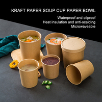 Bol en papier rond jetable de 26 oz de qualité alimentaire sans PFAS ajoutés pour emballage de nouilles, bento, déjeuner, soupe, avec couvercle en papier