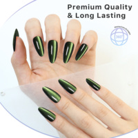 AIERFEI 24 pièces de faux ongles professionnels à presser, longs, en forme d'amande, ongles de luxe à effet œil de chat, pointes d'ongles au design naturel pour un usage quotidien