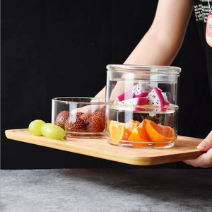 <b>Glass</b> Food Storage <b>Container</b> With Lid Stackable Cylinder Heat Resistant <b>Glass</b> For Picnic And Child Use - Product Image 3