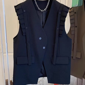 Nuevo Chaleco de Mujer Holgado con Detalle de Madera en el Lateral y Empalmes, a la Moda - Product Image 4