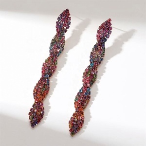 Pendientes Largos de Cristal con Pedrería Brillante para Mujer, Estilo Europeo Americano, Diseño Exagerado de Espiral, Chapados en Oro, a la Moda - Product Image 5