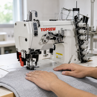 Máquina de Coser Industrial Automática para Decoración TS-2002 de Brazo Largo y Base Cilíndrica para Coser Etiquetas en Jeans