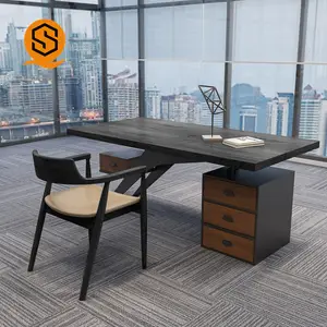 Desain baru CEO hitam meja kantor manajer eksekutif meja kantor mewah