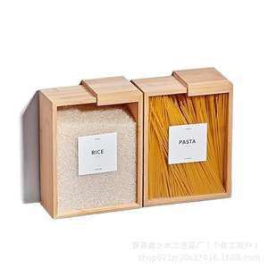 Contenedor de almacenamiento de alimentos de bambú moderno para encimera de cocina y organización de despensa - Product Image 6