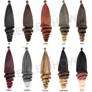 Nouvelles tresses au crochet en <span class=keywords><strong>spirale</strong></span> 3X, fibre haute température, boucles italiennes soyeuses, style queue de cheval, <span class=keywords><strong>cheveux</strong></span> en vrac, 24 pouces, <span class=keywords><strong>cheveux</strong></span> à tresser bouclés à la française - Product Image 2