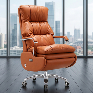 Silla de Oficina Ejecutiva con Masaje Eléctrico |   Sillón Reclinable de Cuero Genuino con Calefacción y Ventilación |   Silla de Oficina Ergonómica y Confortable - Product Image 1