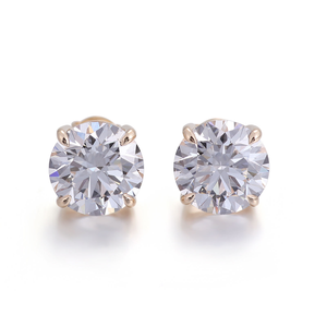 Pendientes de Diamantes de 1-4 Quilates con 4 Puntas, Pendientes de Diamantes de Oro de 14k, Pendientes de Diamantes Creados en Laboratorio, Pendientes Minimalistas para Uso Diario - Product Image 1