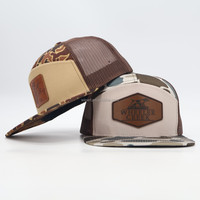 Gorra de Béisbol Deportiva Ajustable con Parche de Cuero Personalizado y Logotipo Bordado, Gorra Trucker de Camuflaje de 7 Paneles de Alta Calidad 168