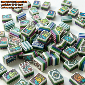 Fichas de Mahjong Personalizadas de Fábrica, Diseño de Lujo con Rayas Verde Azulado, Juego Completo Lagoon Botanical Nautical Willow 160, Estilo Casino Americano - Product Image 1