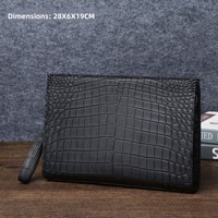 Tas Clutch Pria Tekstur Imitasi Kulit Buaya Matte Kapasitas Besar Tas Tangan Bisnis Portabel Model Amplop