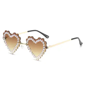 Pearl Trend Gradient Sonnenbrille Uv400 Damen Herzförmige Sonnenbrille Brand Designer Trend Produkte Damen Sonnenbrille