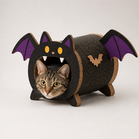 Tunnel pour chat en carton ondulé en forme de chauve-souris avec ailes et quatre pieds, griffoir pour chat, tunnel de jeu pour chat d'intérieur