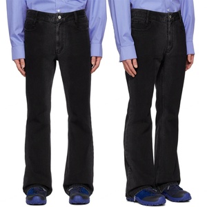 Baggy <b>Wide</b> <b>Leg</b> 100% Cotton Black Denim <b>Jeans</b> <b>Men</b> Flared <b>Jean</b> Pant - Product Image 1