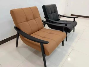 Silla Moderna de Salón en Cuero PU con Respaldo Acolchado, Patas de Metal, Diseño de Mediados de Siglo, Opciones de Color Marrón y Negro, Muebles para el Hogar - Product Image 2