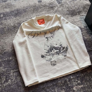 T-shirt décontracté en waffle pour homme <span class=keywords><strong>de</strong></span> qualité supérieure avec impression Commande en gros Col rond Manches longues T-shirts graphiques personnalisés - Product Image 3