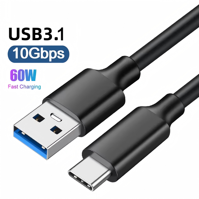 Factory USB3.1 3.0 10Gbps High Speed Transmission Fast Charging USB3.1 to Type c Connector Data Cable for Computer Mobile Phone