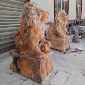 Antiguo decoración al aire libre, escultura animal, de mármol natural China estatua de León - Product Image 4