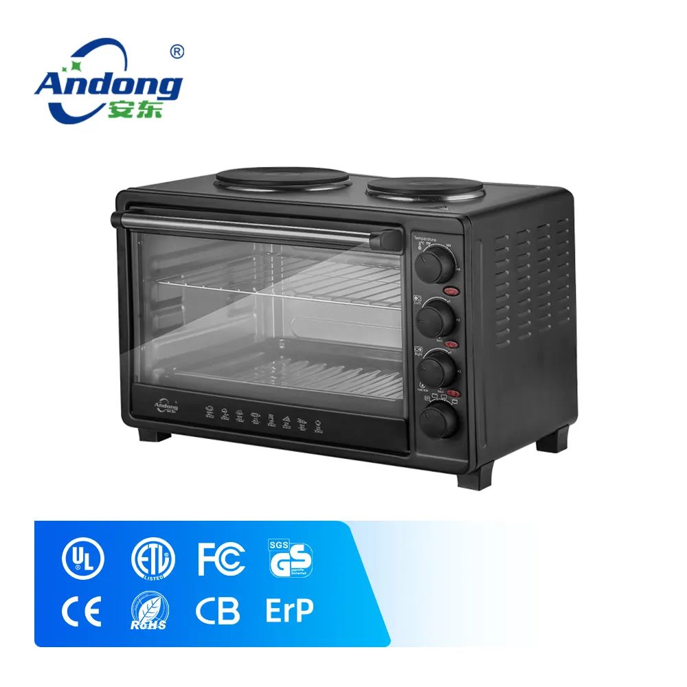 Andong torneira elétrica portátil, forno com placa quente 45l, mesa grande, benchtop, casa, assar, forno