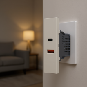 ZEN Line Sand <b>USB</b> A And <b>USB</b> C 5V 2.4A Charger <b>Socket</b> - Product Image 3