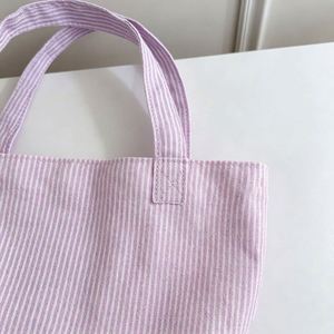 Vintage Striped Tote Retro Handheld Shopping With <b>Stitched</b> Handle for Women Large Capacity Reusable Grocery Bag - Product Image 2