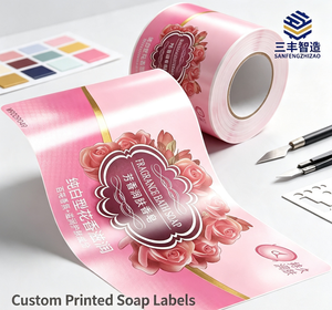 Love Fragrance <b>Bath</b> Soap Label Custom Printed Adhesive Sticker Pink Rose Design Decorative Paper Label - Product Image 3