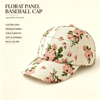 Casquette de baseball personnalisée à imprimé floral, 6 panneaux, visière incurvée vintage, casquette de sport réglable, chapeau de soleil souple et structuré pour hommes et femmes