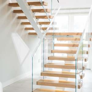 <span class=keywords><strong>Escalera</strong></span> Interior Moderna de Madera Sólida con Barandilla de Vidrio para <span class=keywords><strong>Viga</strong></span> <span class=keywords><strong>Central</strong></span> Única, <span class=keywords><strong>Precio</strong></span> Directo de Fábrica, Tamaño y Color Personalizables - Product Image 4