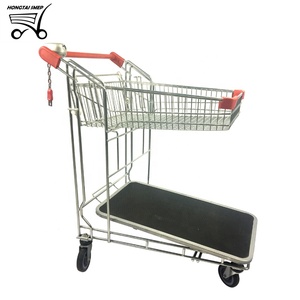 2 स्तरीय मेट्रो 4 पहियों हाथ गोदाम कार्गो तह धातु परिवहन ट्राली - Product Image 3