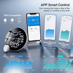 TUYA WIFI saatli radyo hava İstasyonu WIFI gün hava dedektörü mobil uygulama tarihi sıcaklık ve nem izleme - Product Image 2
