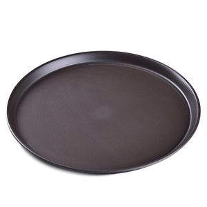 Double Swords Brown <b>Round</b> Square Pu Leather Abs Plastic Non Slip <b>Tray</b> Tea Coffee Fast Food <b>Serving</b> <b>Tray</b> Hotel Use - Product Image 4