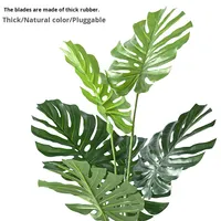 Plante artificielle bionique de style nordique, grande feuille de Monstera, écologique, couleur personnalisée, pot en plastique, pour salon