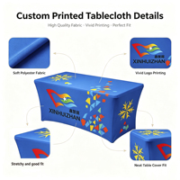 Nappe extensible personnalisée en spandex imprimée avec logo de marque sur mesure par sublimation pour promotion commerciale