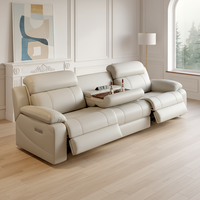 Ensemble de canapés inclinables pour home cinéma, inclinaison électrique, cuir gris clair, 2 porte-gobelets, mobilier moderne pour salon, exportation en gros