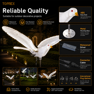Luz LED Dinámica para Palomas de Grado Comercial |   Motivo de Pájaro 3D Personalizable para Proyecto de Parque Municipal |   Resistente al Agua IP65 para Exteriores - Product Image 3