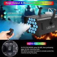 Machine à fumée DJ Disco 500W 18 LED RGB avec télécommande sans fil, pour fêtes, mariages, Halloween, effets de scène