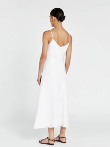 Robe midi vintage élégante en lin pour femme, coupe droite, style A, respirante, taille naturelle, bretelles fines, ODM - Product Image 3