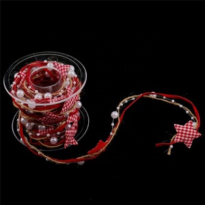Buatan tangan ramah lingkungan berwarna-warni Natal Pentagram manik rantai elegan mutiara bundel pohon Natal dekorasi pita unik - Product Image 2