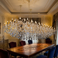 Lámpara de Techo Moderna de Cristal Dorado de Lujo con LED para Vestíbulo de Hotel, Salón de Banquetes, Villa, Decoración de Vestíbulo