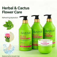 Ensemble shampoing, après-shampoing et masque capillaire à base de plantes et de fleurs de cactus pour cheveux secs et abîmés, nourrissant, réparateur, naturel, OEM