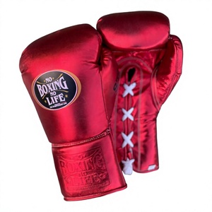 Nuevos Guantes de Boxeo Negros y Rojos 'No Boxing No Life', Profesionales, de Cuero Genuino, Ligeros, para Entrenamiento y Sparring, con Cordones - Product Image 4