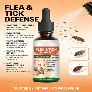 Gotas Líquidas Antipulgas y <span class=keywords><strong>Garrapatas</strong></span> para Mascotas, Suplementos de Apoyo Inmunológico, Absorción Rápida, Naturales y Seguras, Multivitaminas, Minerales y Omega 3 para Gatos - Product Image 4