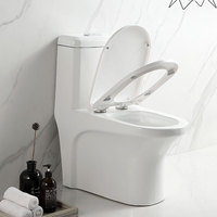 WC monobloc en céramique blanc au design moderne, avec chasse d'eau et évacuation en S, sans fonction de lavage, pour salle de bain